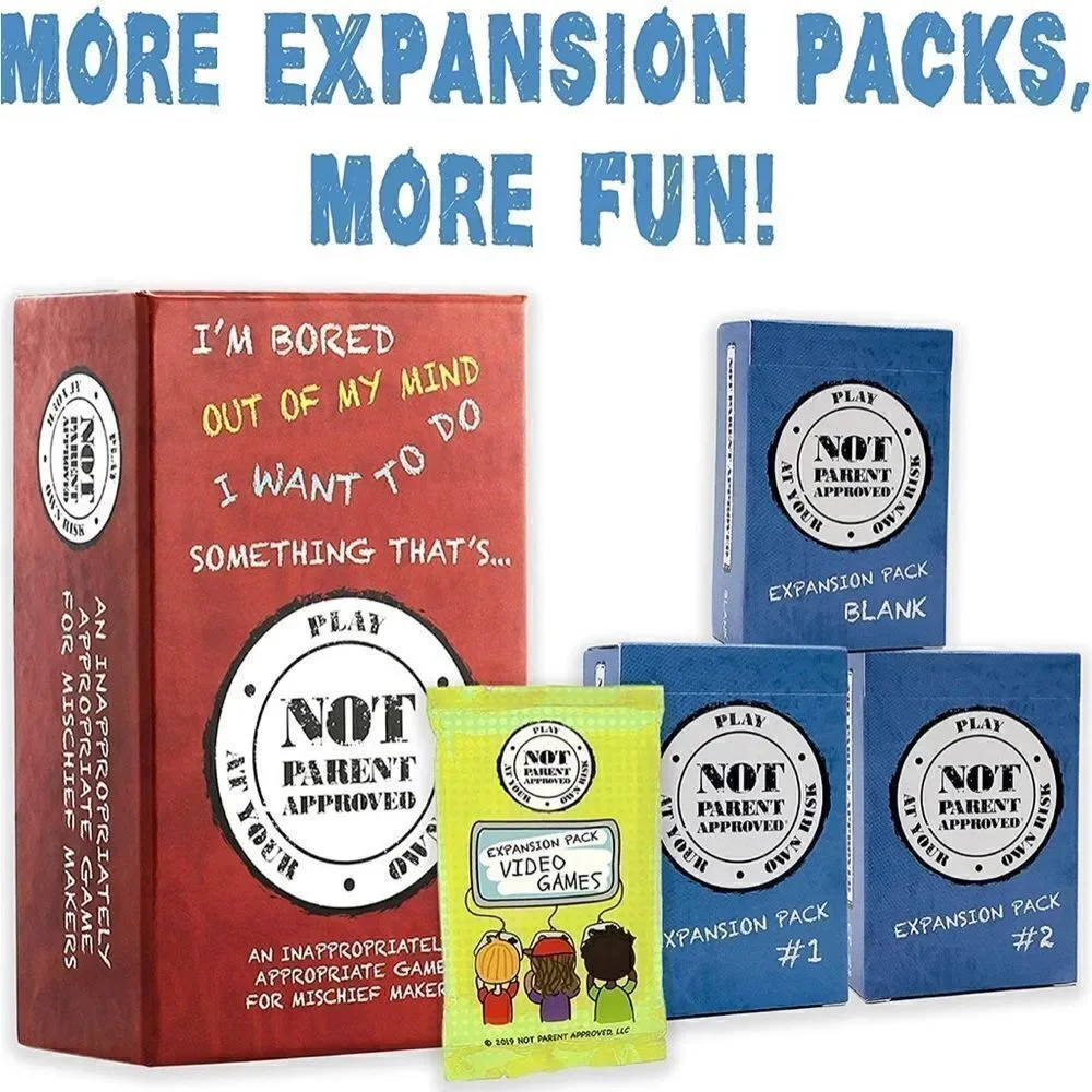 NWT! Not Parent Approved, Kids/Family, Card Game with 2-Expansion Packs. Ages 8+